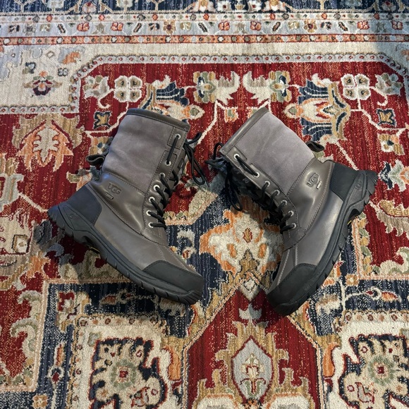 UGG Butte Boots Leather Waterproof Sheepskin Vibram Sole Men’s Size 7.5 Gray - Picture 5 of 16